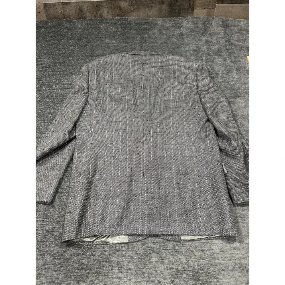Vintage Christian Dior Monsieur Blazer Mens 44R Gray Silk Wool Tweed Sport Coat